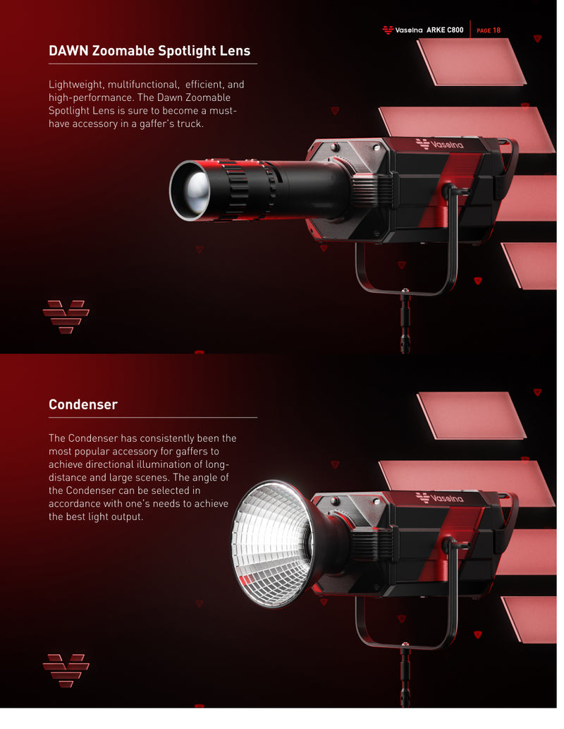 Vasolna ARKE C800 RGBACL COB Point-Source LED (With DAWN Zoomable Spotlight and Case)